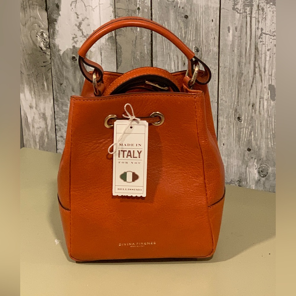 Divina Firenze Orange Mini Bucket Bag